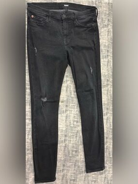 Hudson Jeans Black Skinny Distressed Stretch Denim
